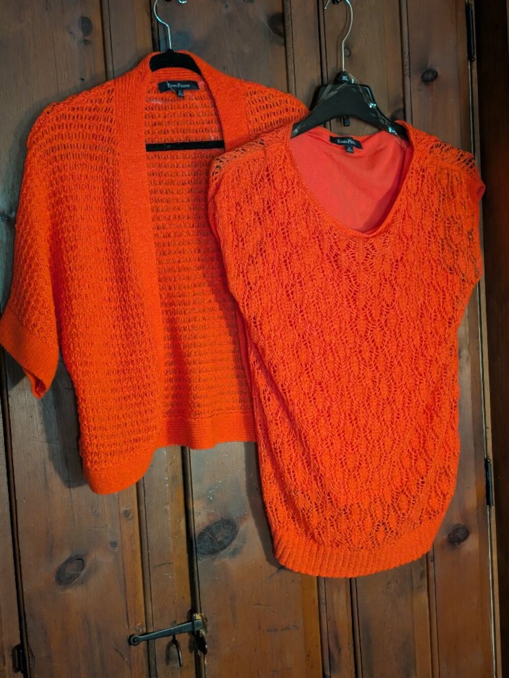 Show-off Evan Picone 2 piece Cardigan & Tank bold orange Knitwear -Sz XL,